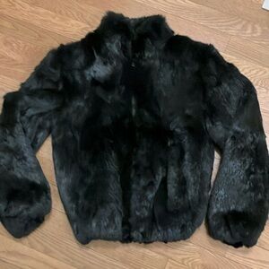 Black Dyed Rabbit Fur Girls Size 12